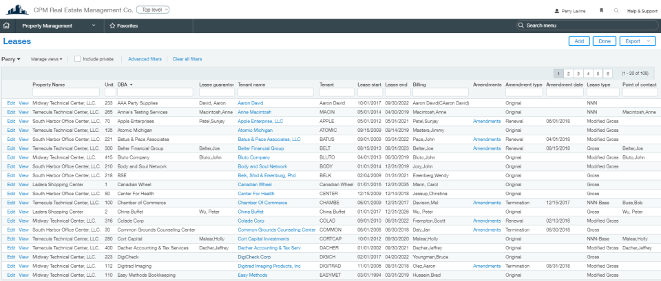screenshot of RealPage Commercial